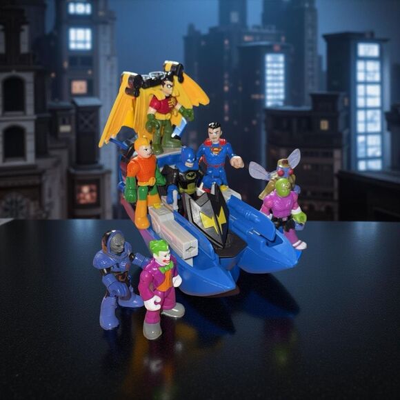 2014 Imaginext DC Batman Bat Boat Airboat Robin BatWings Darkseid Aquaman Figure - Picture 1 of 12